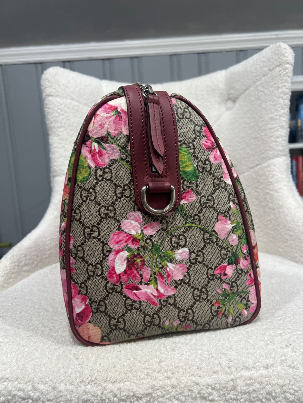 Gucci GG Supreme Blooms Floral Boston Travel Duffel Bag Rare - Picture 6 of 14